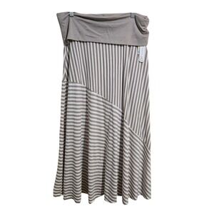 Khakis & Co Women's Maxi Skirt Size Medium NWT Brown And Cream Striped